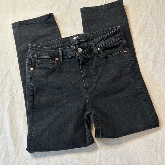 PAIGE// Cindy High Waist Ankle Straight Leg Jeans in Black Lotus - Picture 3 of 12